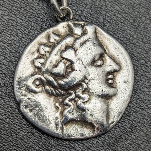 1900年頃 英国アンティーク 純銀(925シルバー)アルバートチェーン 62g ローマ銀貨フォブ